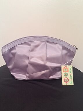 Go Bag Lavender Satin Pleated Cosmetic Pouch